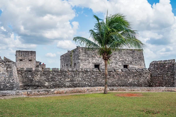 Starożytny Fort Centrum Wioski Bacalar Meksyk — Zdjęcie stockowe