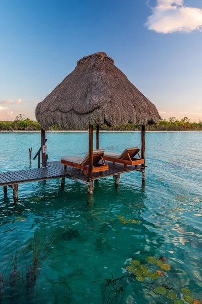 Stock image Wonderful lagoon with turquoise water in Bacalar, Mexico