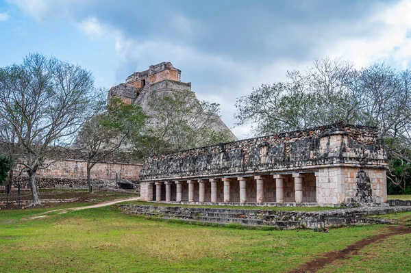 stock image Maya Pyramid called of the Magician in the Unesco World Heritage Site of Uxmal, in Yucatan, Mexico