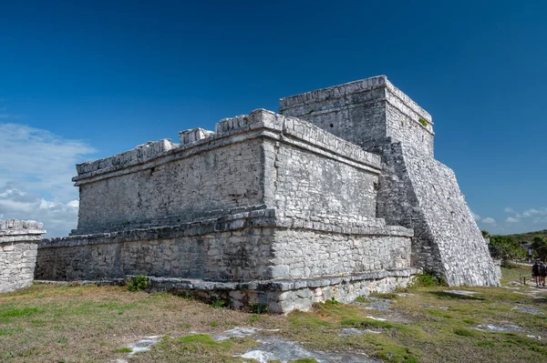 Maya Templom Tuluml Régészeti Lelőhelyen Egyetlen Maya Lelőhely Tengeren Egyik — Stock Fotó
