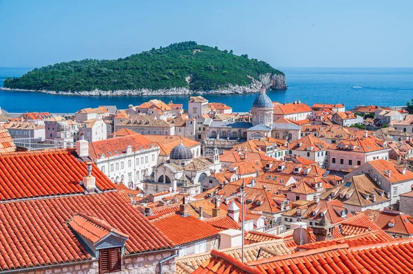 Vista Cidade Velha Dubrovnik Patrimônio Mundial Unesco Com Seus Telhados Imagens De Bancos De Imagens Sem Royalties