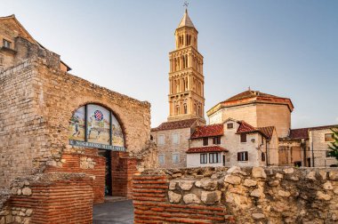 Ancient Campanile in the old town of Split, the Saint Domnius Bell Tower clipart