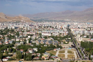 van province, aerial view of the city center from the castle. van was urartian capital, located on the silk road. 