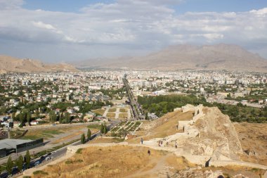 van province and van castle. aerial view of the city center from the castle. van was urartian capital, located on the silk road.