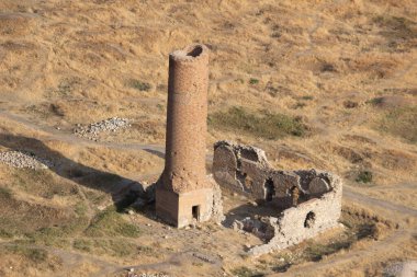 Turkey, Van Province, aerial view to old ruin of a mosque from van castle. ulu mosque was built in the 11th century.