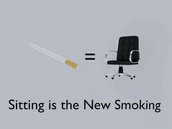 と題されたタバコとオフィスアームチェアの3Dイラストは新しい喫煙です — ストック写真