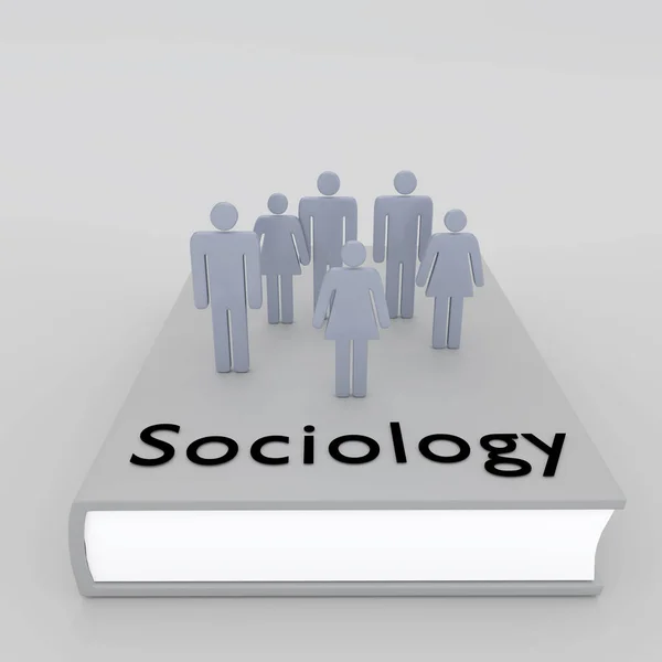 Illustratie Van Sociologie Script Een Boek Samen Met Menselijke Silhouetten — Stockfoto