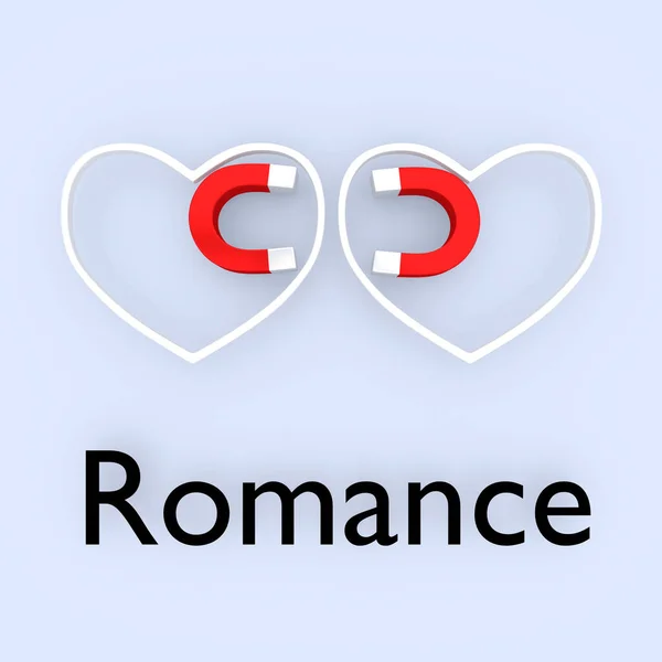 Ilustração Romance Abaixo Duas Silhuetas Cardíacas Contendo Ímãs Isoladas Sobre — Fotografia de Stock
