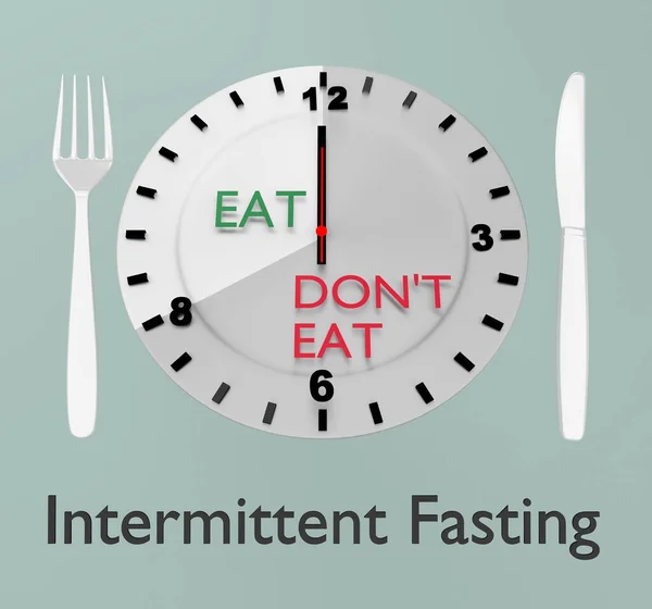 Illustration Clock Plate Devided Eating Time Fasting Time Titled Intermittent Imagem De Stock