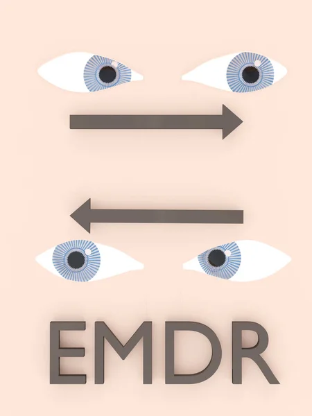 两对被称为Emdr的眼睛的3D插图 右上方的眼睛和左上方的肉眼 免版税图库图片