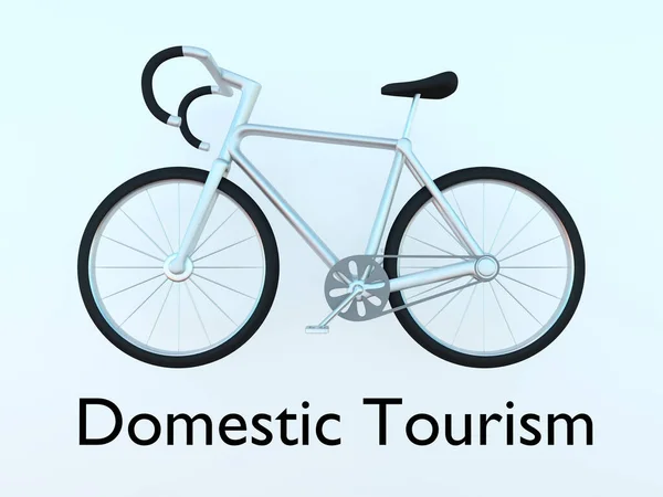 Ілюстрація Сценарію Домашній Туризм Під Велосипедом Ізольований Синьому Фоні — стокове фото