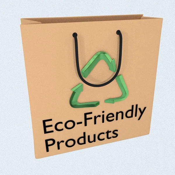 垃圾袋上的回收符号的3D图解 生态友好型产品 — 图库照片