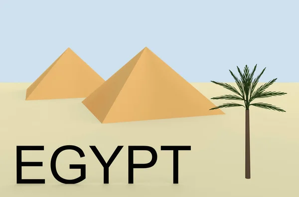 Egypt と題されたヤシの木を持つ2つのピラミッドの3Dイラスト — ストック写真