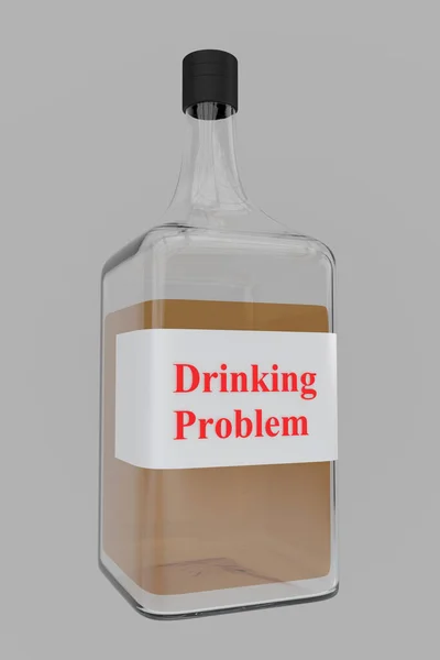 Ilustrace Názvu Problému Pitím Lahvi Alkoholem Izolované Přes Šedý Gradient — Stock fotografie