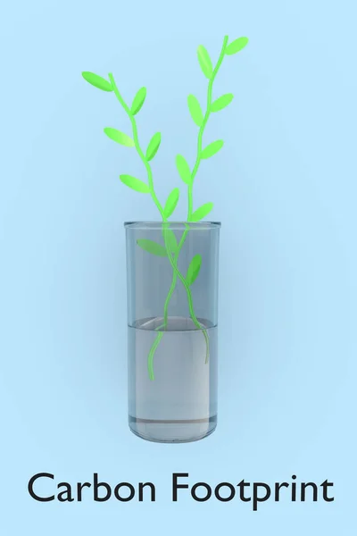 Illustration Zweier Grüner Halme Einem Reagenzglas Isoliert Auf Hellblauem Hintergrund — Stockfoto