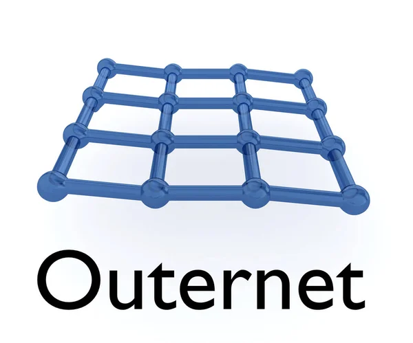 Ilustrace Modré Sítě Symbolizující Komunikační Síť Názvem Outernet — Stock fotografie