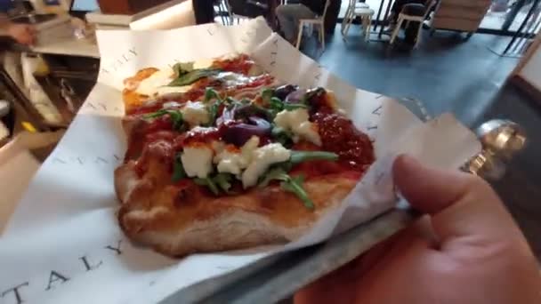 Authentic Italian Pizza Served Love Immersive Point View — Stock Video