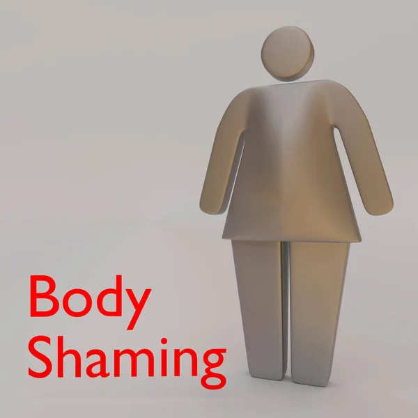 3D illustration of an overweight woman, titled as Body Shaming.