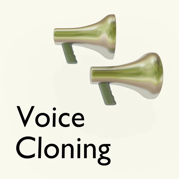 Illustratie Van Twee Megafoons Getiteld Voice Kloning — Stockfoto