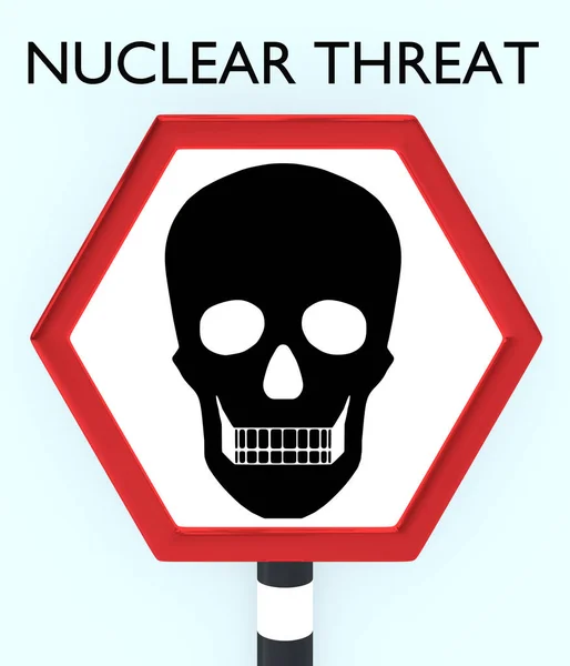 Illustration Dödskalle Vägskylt Med Titeln Nuclear Threat — Stockfoto
