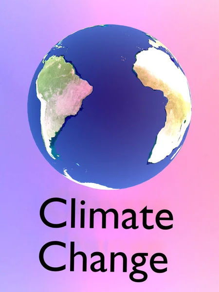 地球在彩色背景上的三维图解模型 标题为气候变化 美国航天局提供的这一图像的要素 — 图库照片