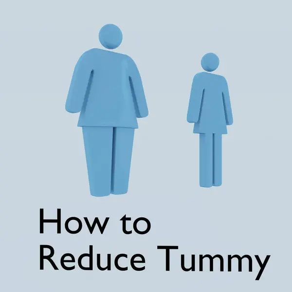 3D illustration of weighty woman and a normal woman, titled as How to Reduce Tummy.