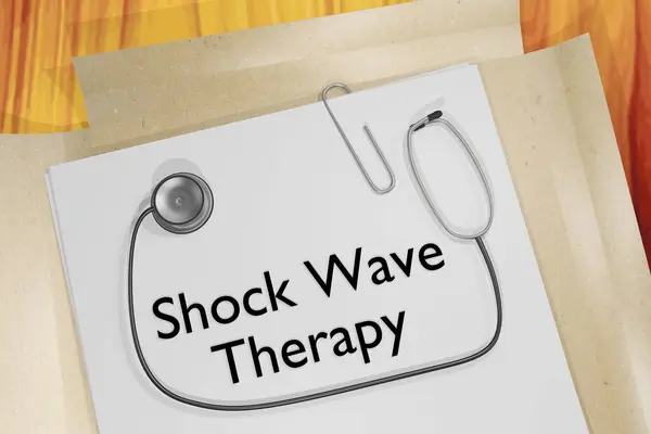 Illustration Des Titels Shock Wave Therapy Auf Einem Medizinischen Dokument Stockfoto