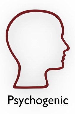 Baş siluetinin 3 boyutlu illüstrasyonu, başlıklı Psychogenic.