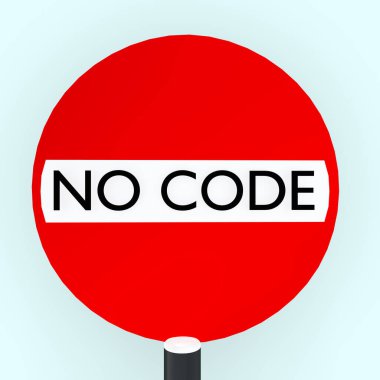 3D illustration of a symbolic NO ENTRY road sign, titled  No Code clipart