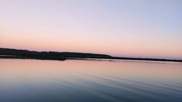 Sunset on the river Ukraine