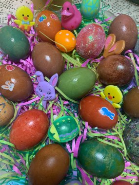Easter eggs decorated colorful 