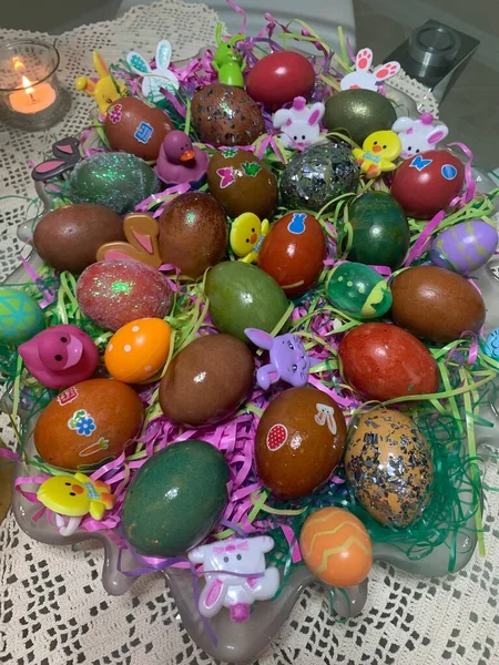 Easter eggs decorated colorful 