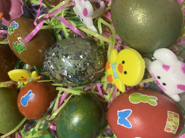 Easter eggs decorated colorful 