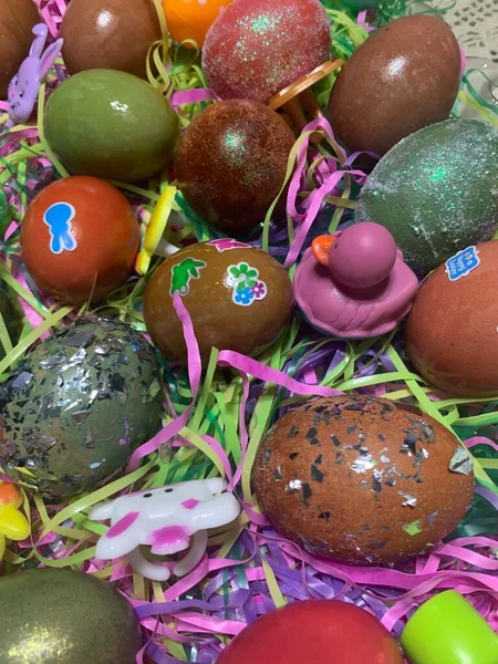 Easter eggs decorated colorful 