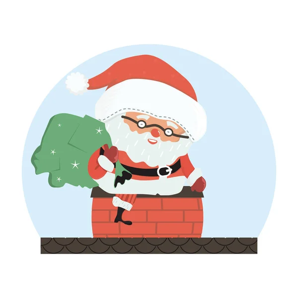 Cartoon Santa Claus Sitting Roof House Vector — Stock Vector