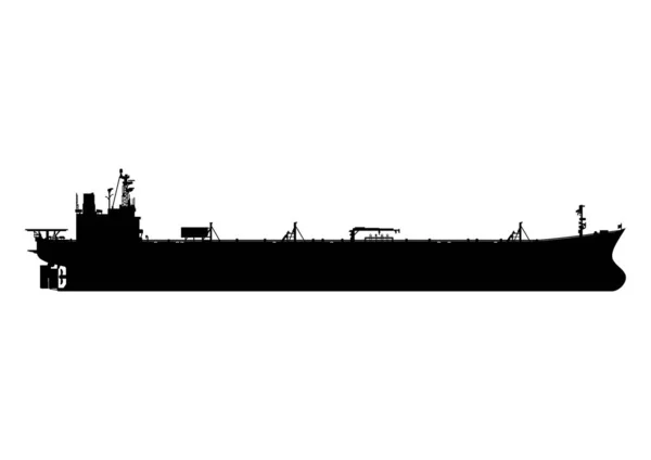 Oljetankfartyg Silhuett Färgvektor — Stock vektor