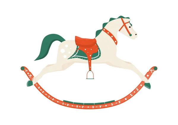 Cartoon Christmas Rocking Horse Toy Vector — Stock Vector