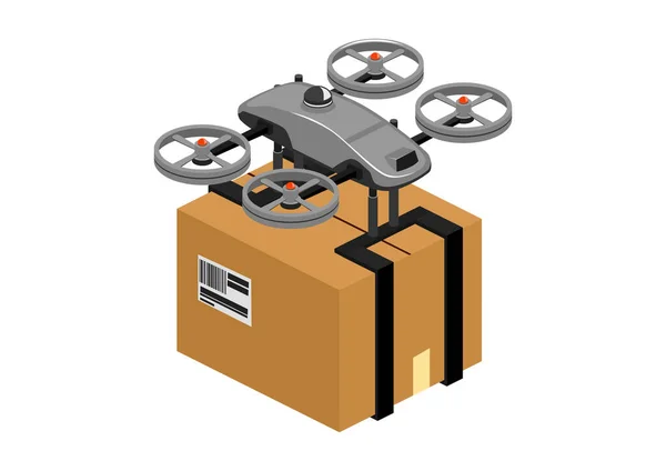 Drone Ilustración Isométrica Dron Volador Vector — Vector de stock