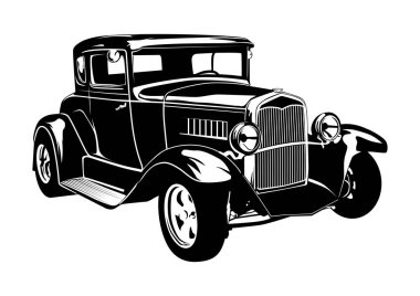 Vintage hot rod car silhouette. Vector.