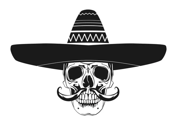 Crâne Avec Sombrero Pour Célébrer Cino Mayo Vecteur — Image vectorielle