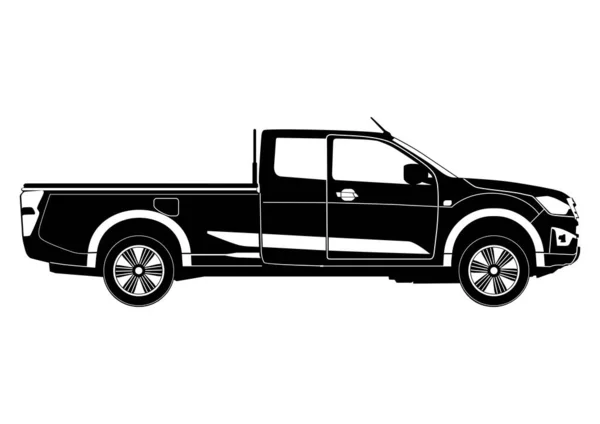 Silhouette Modern Pickup Side View Editable Vector Consisting Two Shapes Royalty Free Stock Vectors