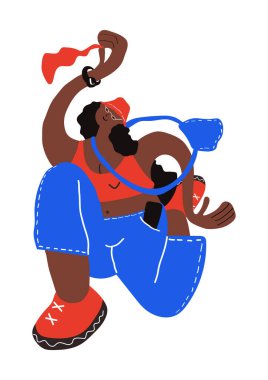 Hızlı koşan kadın. Şekiller, vektör karakteri. 