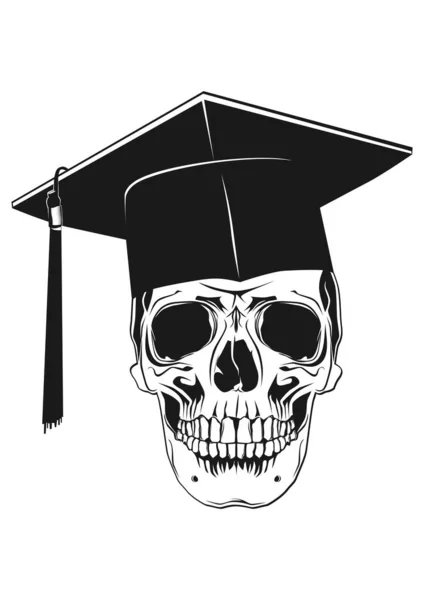 Skull Graduate Cap Vector — Stock Vector
