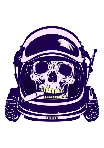 Lebka Kosmonautské Helmě Žádné Gradienty Žádné Jiné Efekty Jen Světlá — Stockový vektor
