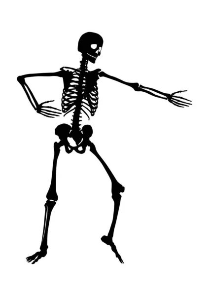 Silhueta Esqueleto Dançante Festa Halloween Vetor — Vetor de Stock