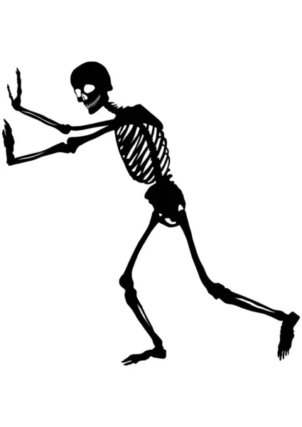 Silhueta Esqueleto Empurrando Construído Com Uma Curva Sem Gradientes Outros — Vetor de Stock