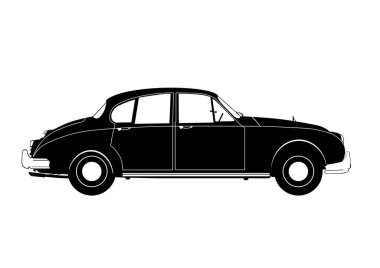 Eski bir limuzinin silueti. Lüks düğün arabası. Vektör.