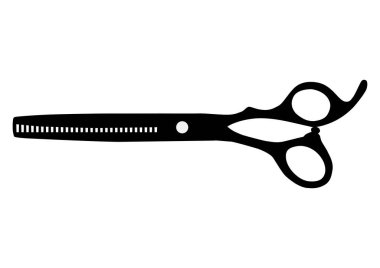 İncelen makas silueti. Kuaför makası. Gradyan ve diğer efektler olmadan vektör.