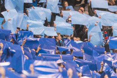 STOCKHOLM, SWEDEN - MAR 16 2023: DjurGardens IF (DIF), Stockholm 'deki Tele2 arenasında UEFA Avrupa Konferans Ligi' nde KSS Lech Poznan 'a karşı. Nihai sonuç 0-3