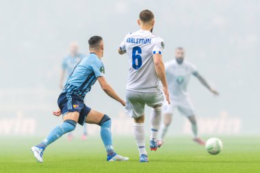 STOCKHOLM, SWEDEN - MAR 16 2023: DjurGardens IF (DIF), Stockholm 'deki Tele2 arenasında UEFA Avrupa Konferans Ligi' nde KSS Lech Poznan 'a karşı. Nihai sonuç 0-3